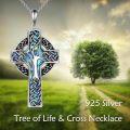 wholesale 925 Sterling Silver Celtic Cross Necklace with Abalone Shell Inlay Religious Pendant Christian  for Women Men-0-5