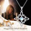 wholesale 925 Sterling Silver Moonstone Onyx Obsidian Witch's Knot Pendant Necklace-0-4