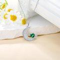 wholesale 925 Sterling Silver Crescent Moon & Star Green Heart Pendant Necklace for Women-0-2