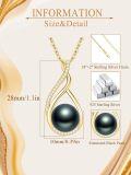 wholesale Sterling Silver Black Pearl Pendant Necklace for Women Jewelry Gift-0-5