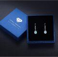 wholesale 925 Sterling Silver Turquoise Teardrop Dangle Earrings with CZ Accents-0-5