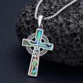 wholesale 925 Sterling Silver Celtic Knot Abalone Shell Inlay Cross Pendant Necklace-0-2