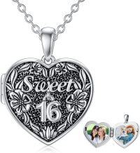 wholesale TOUPOP Sweet 16th Birthday Gift Locket Necklace Memory Necklcae Hold Picture Gift For 16 Year Old -undefined