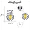 wholesale 925 Sterling Silver Owl Stud Earrings with Yellow Stone Gifts for Women Girls-0-2