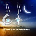 wholesale 925 Sterling Silver Moonstone Star & Crescent Dangle Huggie Earrings-0-4