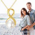 wholesale 14K Gold Freshwater Pearl CZ Infinity Pendant Necklace-0-4