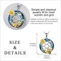 wholesale 925 Sterling Silver Blue Crystal Honeycomb Flower & Gold Bee Pendant Necklace for Women-0-3
