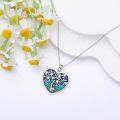wholesale 925 Sterling Silver Heart-Shaped Blue and Green Enamel Tree of Life Pendant Necklace for Women & Girls - Family Love s-0-3