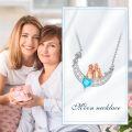 wholesale 925 Sterling Silver Moon & Couple Pendant Necklaces with Blue Heart Stone Gifts for Women/Mom/Grandma on Mothers' Day-0-3