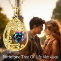 wholesale Sterling Silver Yellow Gold Plated Gemstone Tree of Life Pendant Necklace-0-10