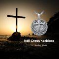 wholesale 925 Sterling Silver Round Turquoise Stone Cross Pendant Necklaces for Men 24+2 Chain-0-4