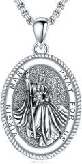 wholesale Sterling Silver Saint Medal Oval Necklace for Men Women Religious Jewelry-0-20