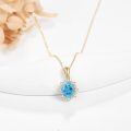 wholesale 14k Red Oval Gemstone Pendant Necklace With Lab Diamond Halo-0-9