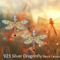 wholesale 925 Sterling Silver Dragonfly Red Crystal Pendant Necklace for Women Men-0-1