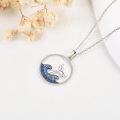 wholesale 925 Sterling Silver Whale Tail with Blue Crystal Wave Ocean Pendant Necklace-0-3