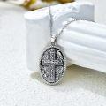 wholesale 925 Sterling Silver Cross Pendant with Raven and Thorn Design on Black Stone Chain for Men & Women-0-1