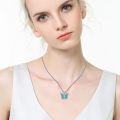 wholesale 925 Sterling Silver Blue Turquoise Butterfly Pendant Necklace s for Women Girls-0-1