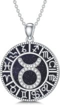 wholesale Sterling Silver Blue Sandstone 12 Zodiac Constellation Necklace for Women Men-0-26