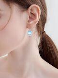 wholesale 925 Sterling Silver Blue Rainbow Moonstone Leverback Dangle Drop Earrings for Women-0-1