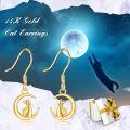 wholesale 14K Gold Crescent Moon & Cat Dangle Earrings - Gemstone s for Her-0-3