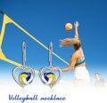 wholesale 925 Sterling Silver Heart-Shaped Sports Ball Dangle Drop Earrings - Gift for Women (Volleyball)-0-4