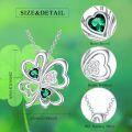 wholesale 925 Sterling Silver Clover Heart-Shaped Green Crystal Pendant Necklace for Women and Girls-0-1