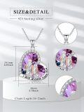 wholesale 925 Sterling Silver Purple Crystal Heart Pendant Mommy and Me Love You Forever Necklace Gifts for Women-0-1