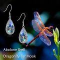 wholesale 925 Sterling Silver Dragonfly Teardrop Abalone Shell Dangle Earrings for Women Girls Mom Daughter Gift-0-5