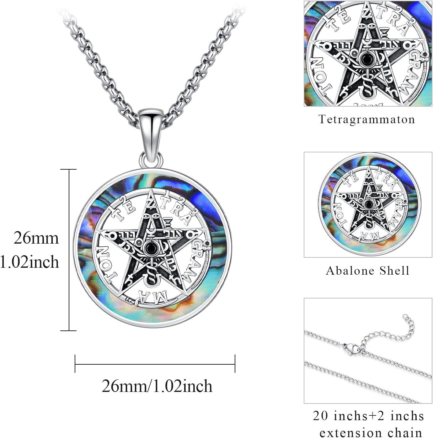Sterling Silver Pentagram Pendant Necklaces for Women Men-0-1