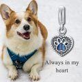 wholesale 925 Sterling Silver Heart Photo Charm with Paw Print for Ashes Bracelet Necklace Gift for Women-0-4