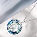 wholesale Sterling Silver Blue Crystal Tree of Life A Z Letter Pendant Necklace-0-4