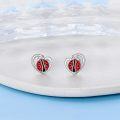 wholesale 925 Sterling Silver Ladybug Heart Stud Earrings for Girls and Women Gift Ideas-0-2