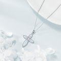 wholesale Sterling Silver Opal Cross Necklace for Women Men Religious Jewelry Gift-0-7