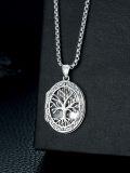 wholesale 925 Sterling Silver Tree of Life Oval Lockets with Chain - Photo Frame Pendants Necklaces Gift for Her-0-6