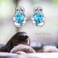 wholesale 925 Sterling Silver Blue Heart Sloth Stud Earrings - Birthday Gifts for Women-0-5