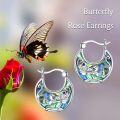 wholesale 925 Sterling Silver Abalone Shell Butterfly Floral Hoop Earrings for Women - Trendy Birthday Gifts-0-4