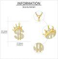 wholesale 925 Sterling Silver Plated Gold  Crown Dollar Sign Pendant Necklace for Women and Men-0-2