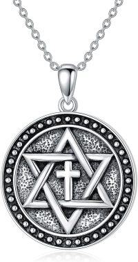 wholesale 925 Sterling Silver Star of David Cross Pentacle Pendant Necklace-Star of David
