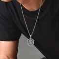 wholesale 925 Sterling Silver Jesus Christ Shield Pendant Necklace Oxidized Finish Mens Religious Jewelry-0-4