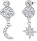 wholesale 925 Sterling Silver CZ Saturn Sun Moon Star Drop Dangle Earrings  for Women Girls-0-0