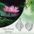 wholesale 925 Sterling Silver Lotus Drop Earrings White Gold Plated Teardrop Dangle Jewelry For Women-0-3