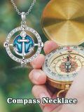 TOUPOP 925 Sterling Silver Anchor Compass Pendant Necklace-0-2