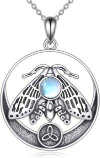 wholesale 925 Sterling Silver Blue Moonstone Butterfly Pendant Necklace-moth necklace for women