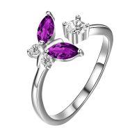 wholesale 925 Sterling Silver Purple And Clear Gemstone Ring With Butterfly Design Elegance-8