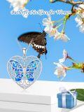wholesale TOUPOP Butterfly Necklaces For Women Sterling Silver Opal Butterfly Heart Pendant Cute Animal Jewelry Gifts For Women -0-4