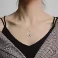 wholesale 925 Sterling Silver Origami Fox Pendant with Star and Crescent Moon Charm Necklace for Women Mother's Day Gift-0-1