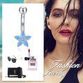 wholesale 925 Sterling Silver Blue Opal Daisy Belly Button Ring Evil Eye Body Jewelry for Women-0-1
