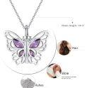 wholesale 925 Sterling Silver Purple Crystal Butterfly Cremation Keepsake Pendant Necklace for Women - Memorial Urns Jewelry with Funnel and Fill Tool-0-3