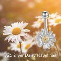 wholesale 925 Sterling Silver Daisy Belly Button Ring Flower Piercing Jewelry for Women Hypoallergenic-0-4