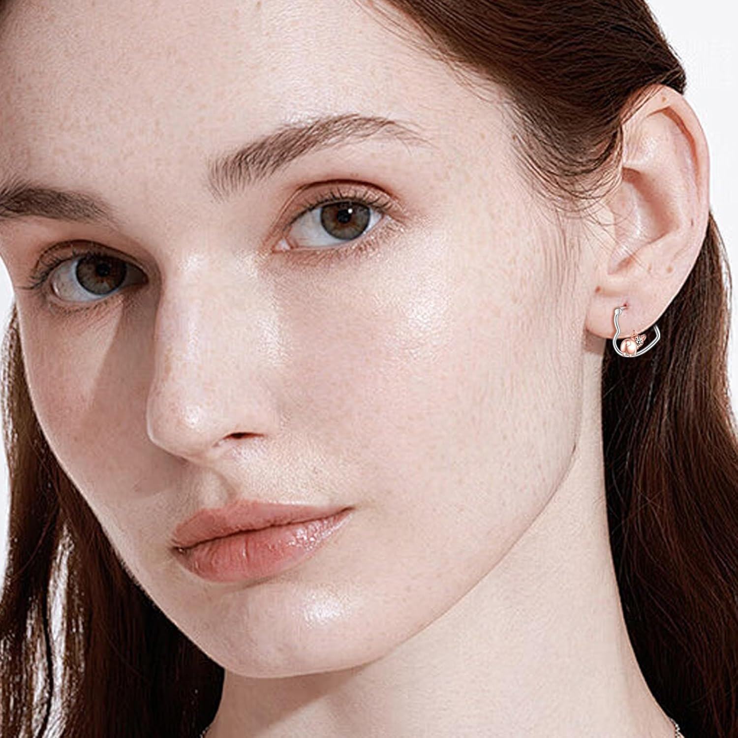 Sterling Silver Heart Hoop Animal Earrings Gifts for Women-0-2